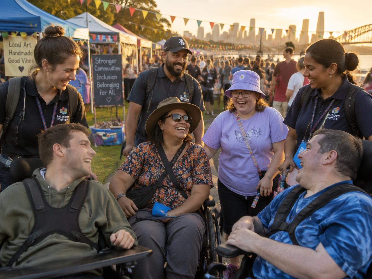 Support worker and participant spending time together outdoors